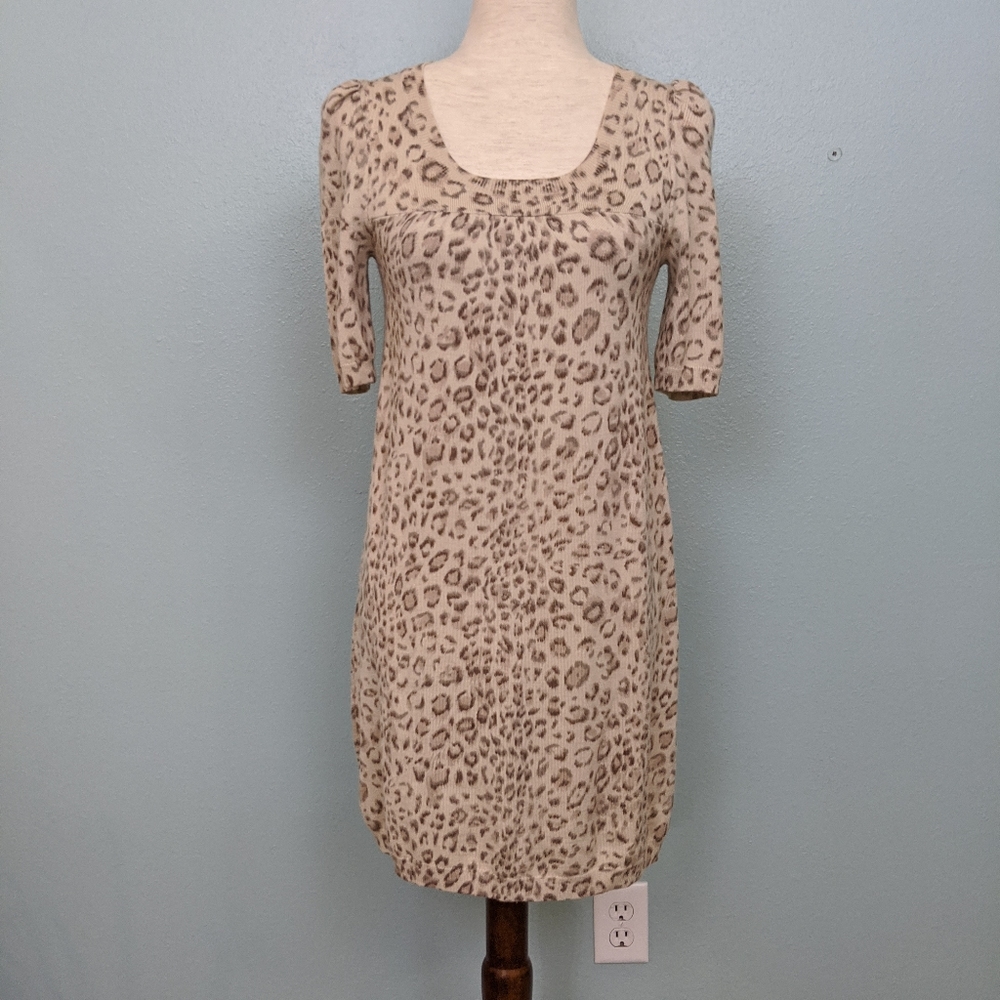 Rebecca Taylor tan cheetah sweater dress 2